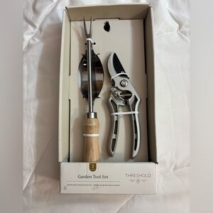 NEW Threshold Stainless Steel and Wood Garden Tool Set Weeder and garden shears